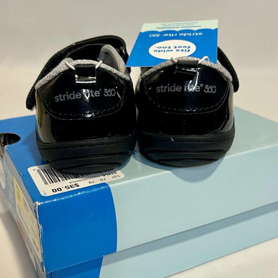 Zapatos Stride Rite 360 Erica charol negro niñas pequeñas EE. UU. talla 6M Foto 3 de 4