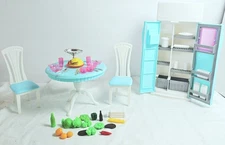 Fancy Life DOLLHOUSE DINING AREA Room w/Refrigerator PLAYSET FOR Dolls NOS