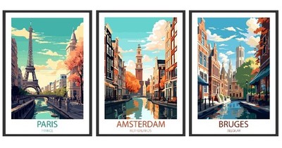 Berühmte Orte Drucke Reise Poster Wandbild ungerahmt Bild Druck Deko A3 A4