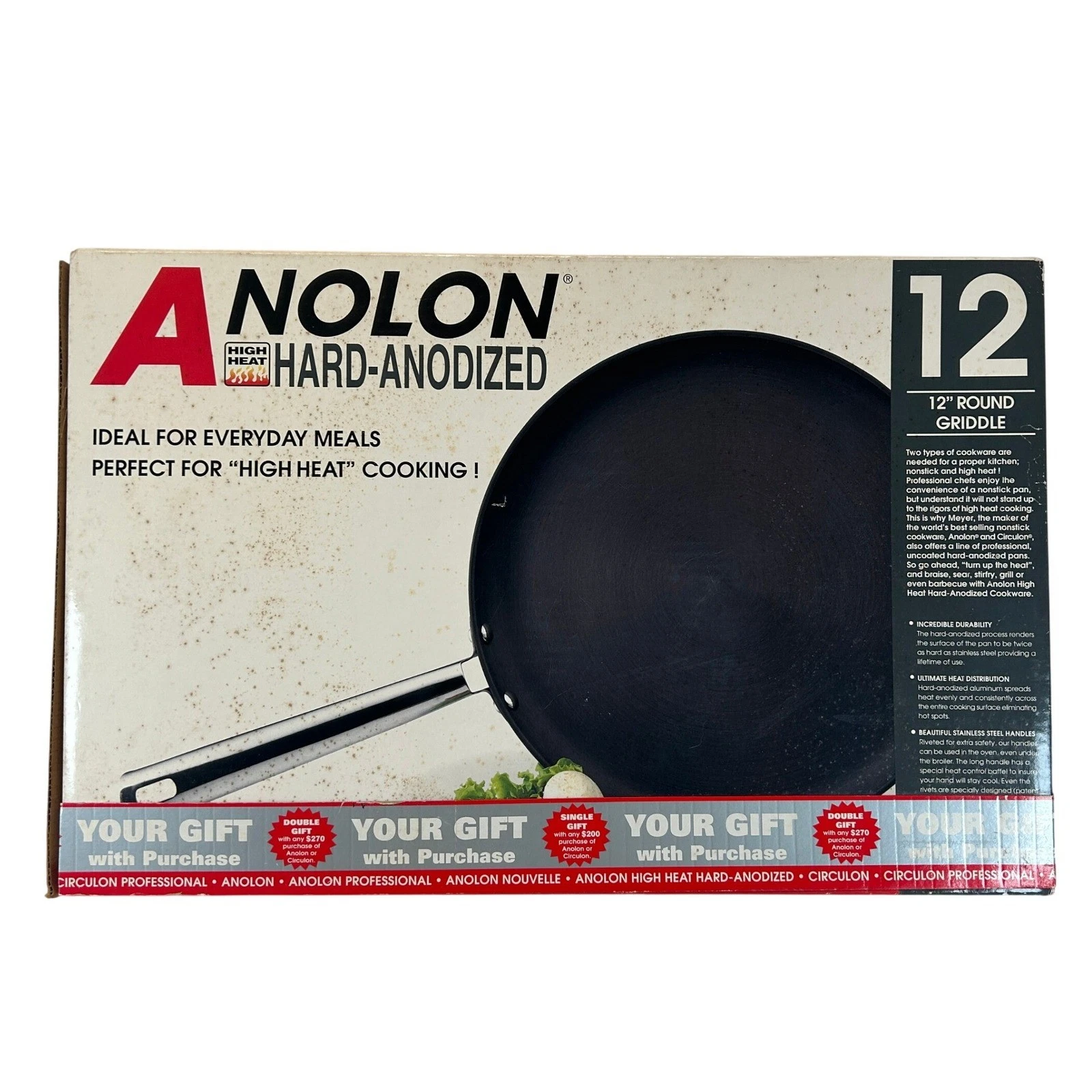 Anolon Hard-Anodized 12 Inch Round Griddle Pan High Heat Nonstick Meyer Black
Opens in a new window