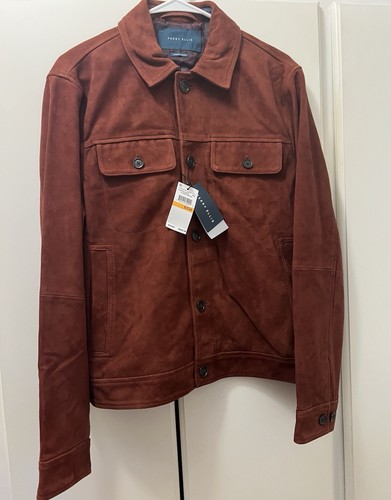 Men’s Leather Jacket Perry Ellis Small Fired Brick Brand New $595