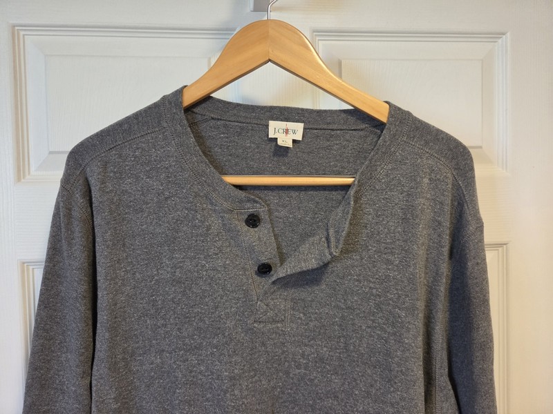 J Crew Oarsman Collection Gray Men's XL Long Sleeve Cotton Henley. FREE shipping