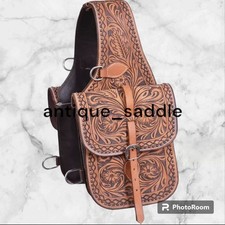 Western Horse Leather Saddle Bag Heavy Duty Traditional Trail Ride  Saddle Bag.