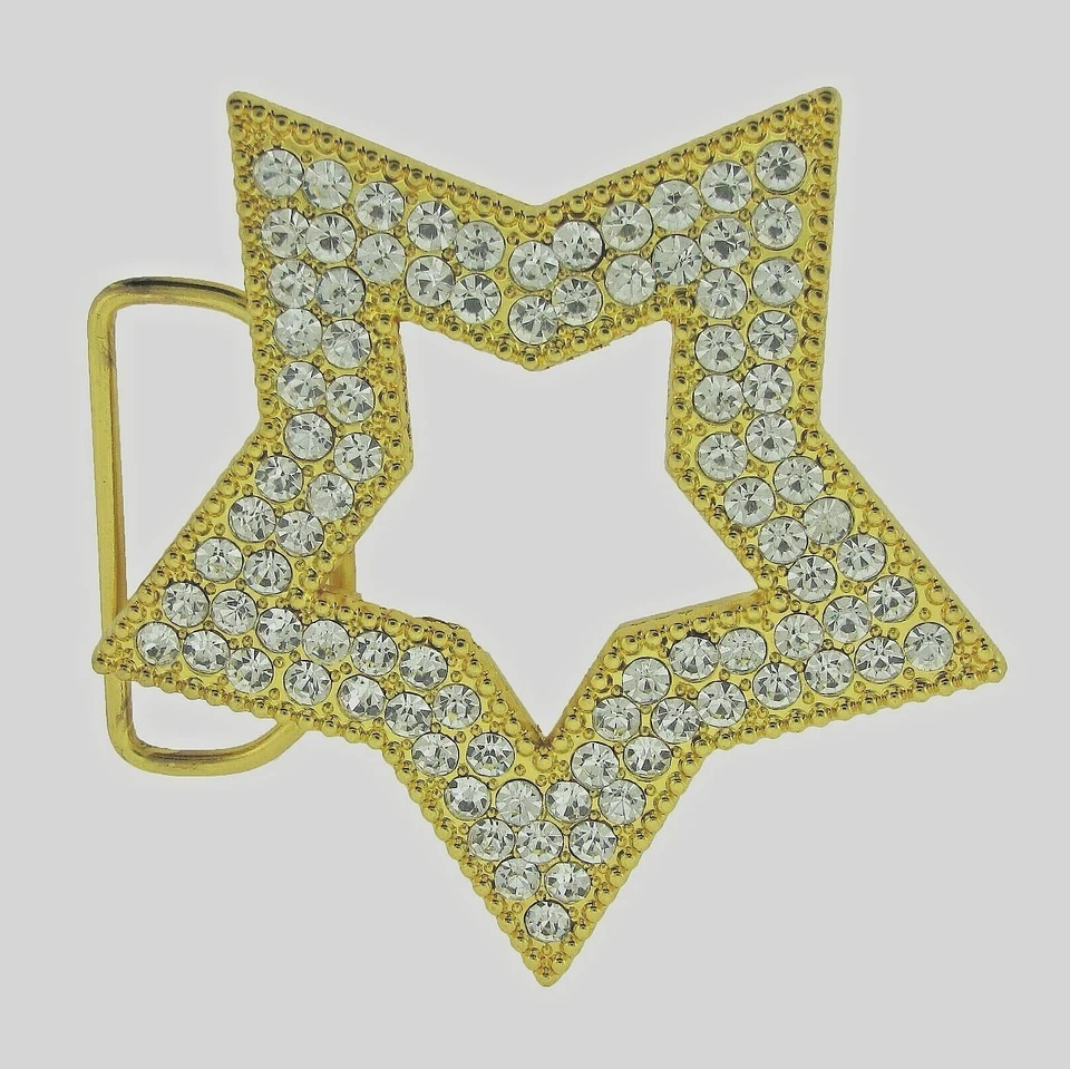 星形皮带扣金色金属水钻西部女牛仔女式男式 Rodeo Bling — 第 3/4 张图片