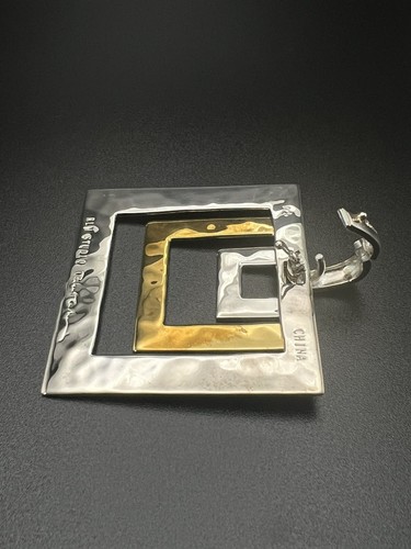 Robert Lee Morris RLM Studio Sterling 925 & Brass Modernist Square Pendant - Picture 6 of 11