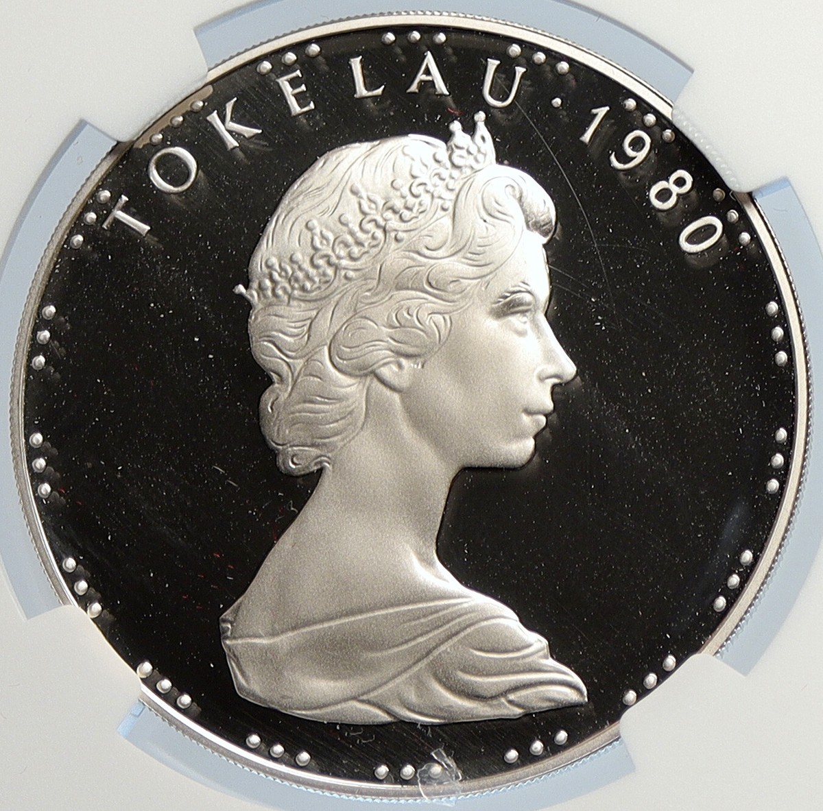 1980 TOKELAU ISLANDS Genuine COCONUT CRAB Old Proof Silver $1 Coin