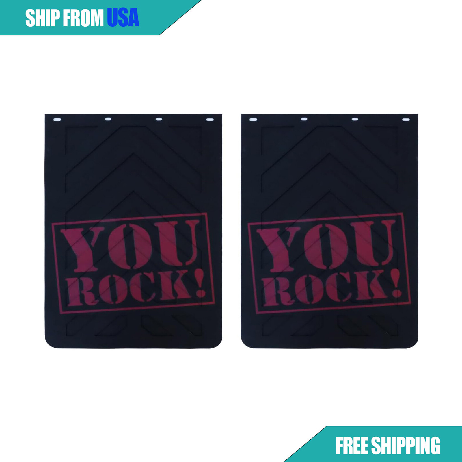 You Rock Semi Truck Mud Flaps 24x24 PVC Rubber 2Pcs-image