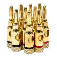 10 Banana Plugs 24k Gold Plated 10pcs Speaker plugs Open Screw Type Banana Plugs