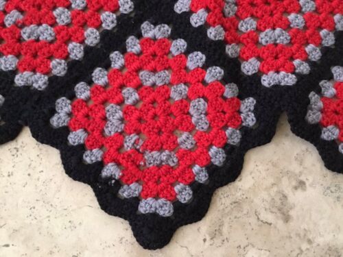 Vintage Granny Squares Afghan Throw Blanket ~ 60" X 60” ~ 1990s ~ OSU Colors - Picture 5 of 11
