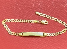 14kt Gold Baby ID Bracelet With Free Engraving 6   Flat Gucci All Yellow