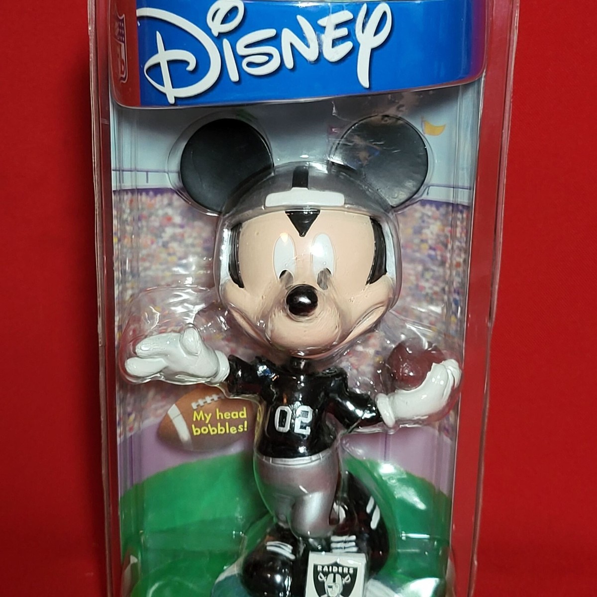 スポーツ Disney Mickey Mouse Bobble Head Doll Oakland Raiders NFL Disney Quarterback Mickey Mouse Bobblehead