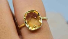 Natural citrine gemstone ring , Women silver ring, November gemstone