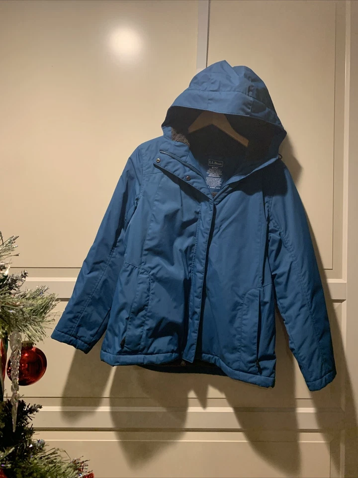 LL Bean Jacket Women’s Winter Warmer Sherpa Fleece Lined Coat Hooded Size M