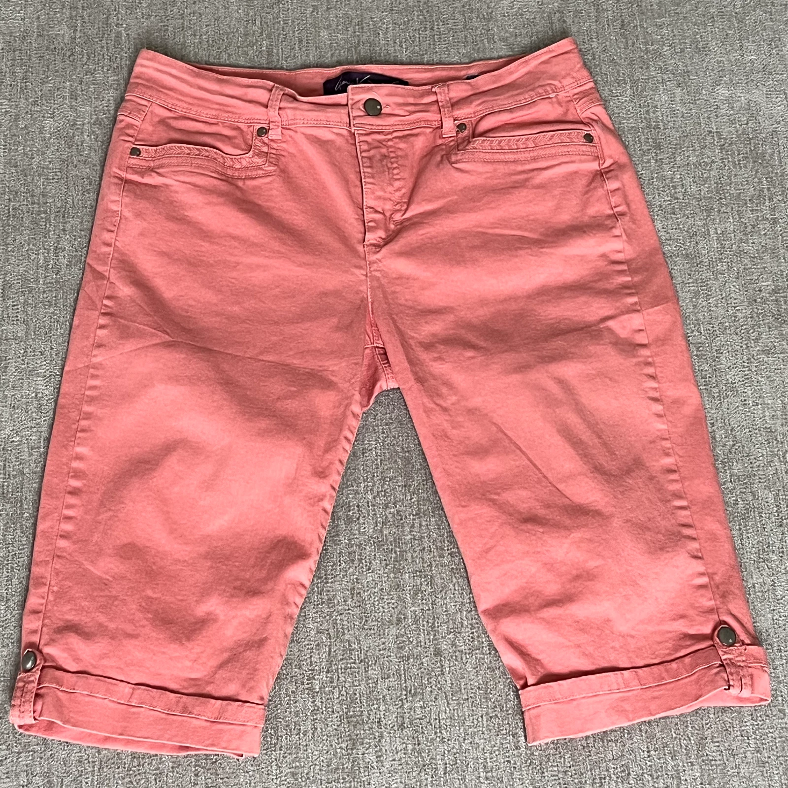 Gloria Vanderbilt Skimmers Womens 10P Coral Capri Pants Stretch Cuff Hems Casual