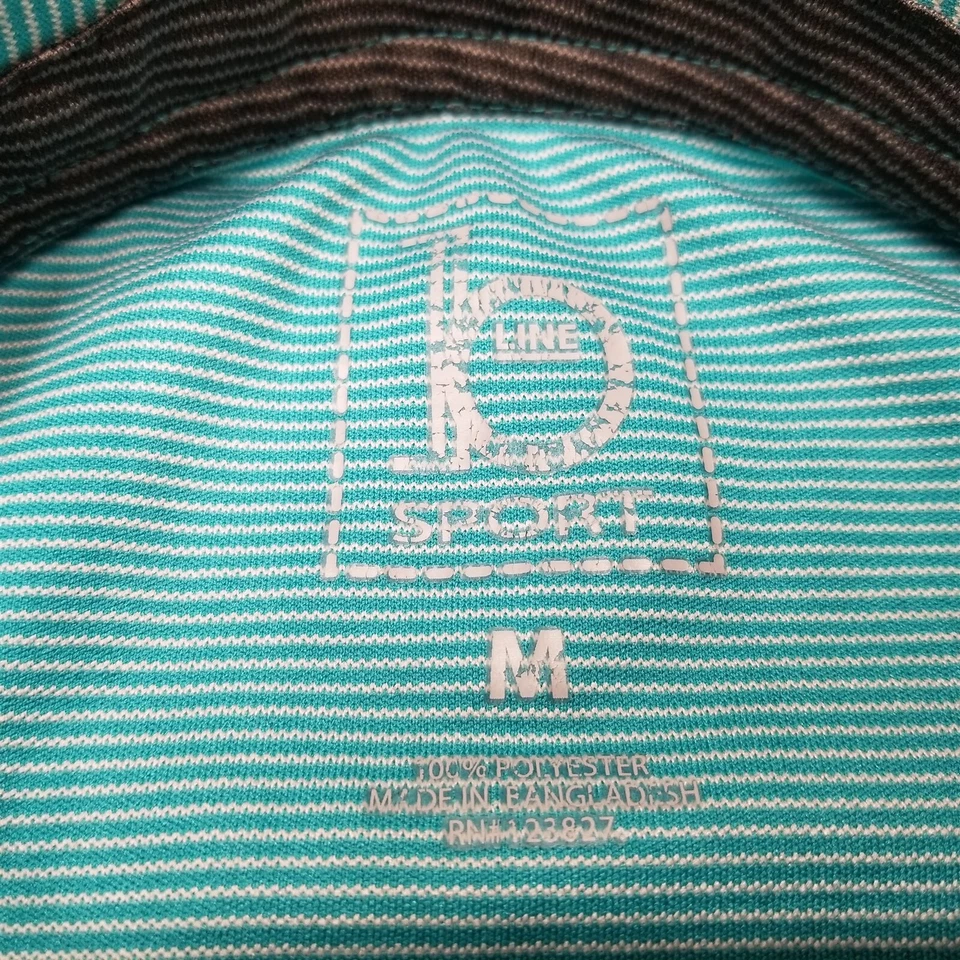 Polo deportivo línea B para hombre mediano verde a rayas golf informal 100 % poliéster Foto 4 de 4