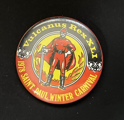 Vintage 1978 Paul Winter Carnival Vulcanus Rex XLI Button Pinback
