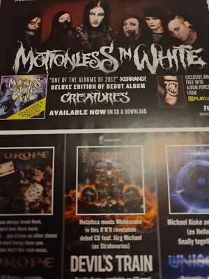 CHRIS MOTIONLESS IN WHITE A4 PAGE CLIPPING METAL HAMMER  MAGAZINE poster
