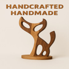 Handmade Wooden Cat Figurine – Reclaimed Wood, Rustic Decor, Unique Gift, Hand-O