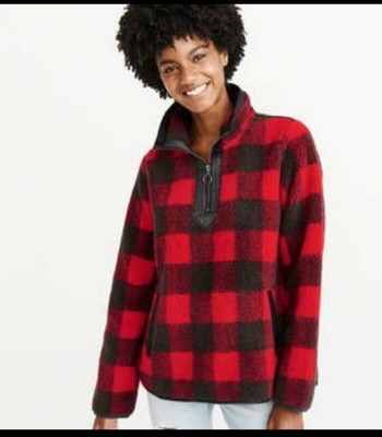 plaid half zip pullover