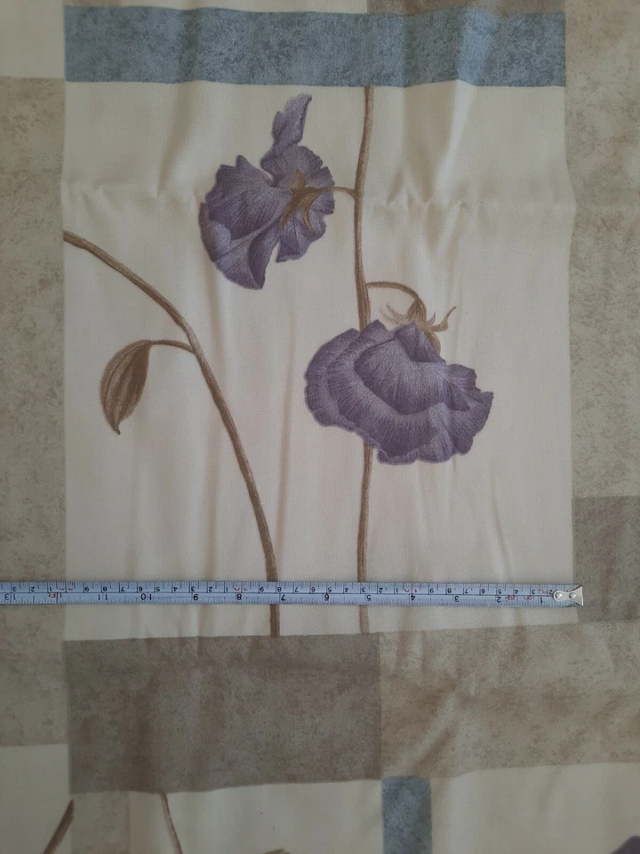 VTG 52" X 74" Upholstery Fabric 2+ Yards Beige Brown Purple Floral Canvas - Image 2 of 4