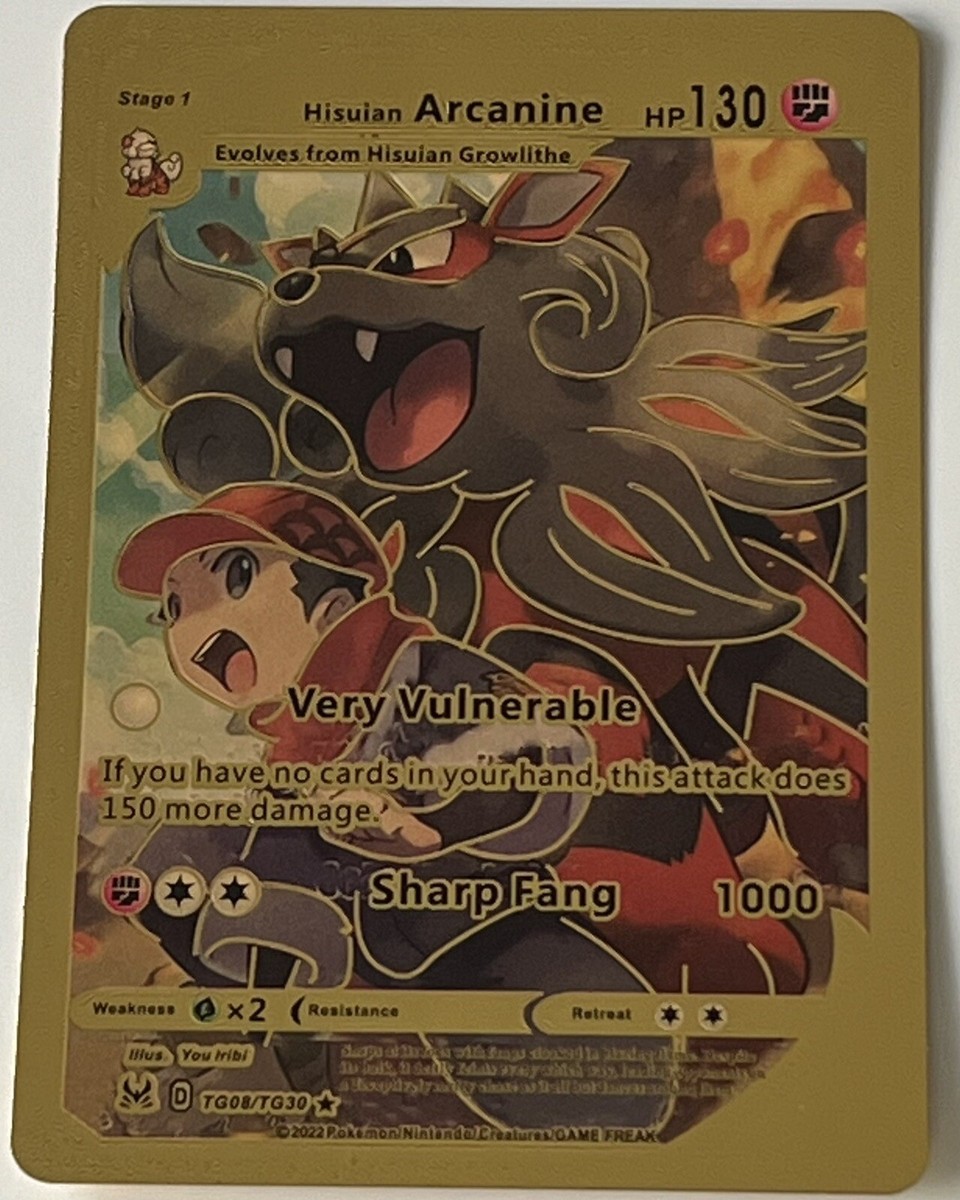 1 Stage Hisuian Arcanine Pokemon Gold Foil Cards - TCG Deck Gold Foil 1 Stage Hisuian Arcanine Pokemon Gold Foil Cards - TCG Deck Gold Foil