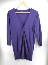 Pas De Calais Women's Cardigan Size 38 Purple V-Neck Cardigan