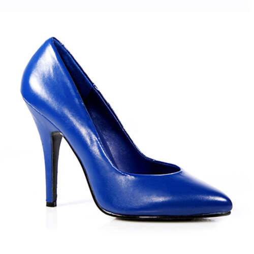 Pleaser USA Seduce-420 scarpe da campo in pelle blu navy tacco 5" IN MAGAZZINO - Foto 1 di 1