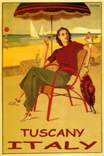 Summer Tuscany Italy Sun Beach Sailing Dancing Vintage Poster Repro FREE S/H