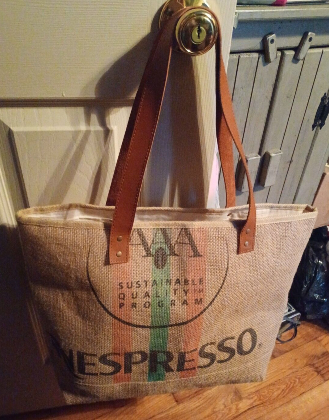 Nespresso Jute Tote Bag 19" x 14" Gem