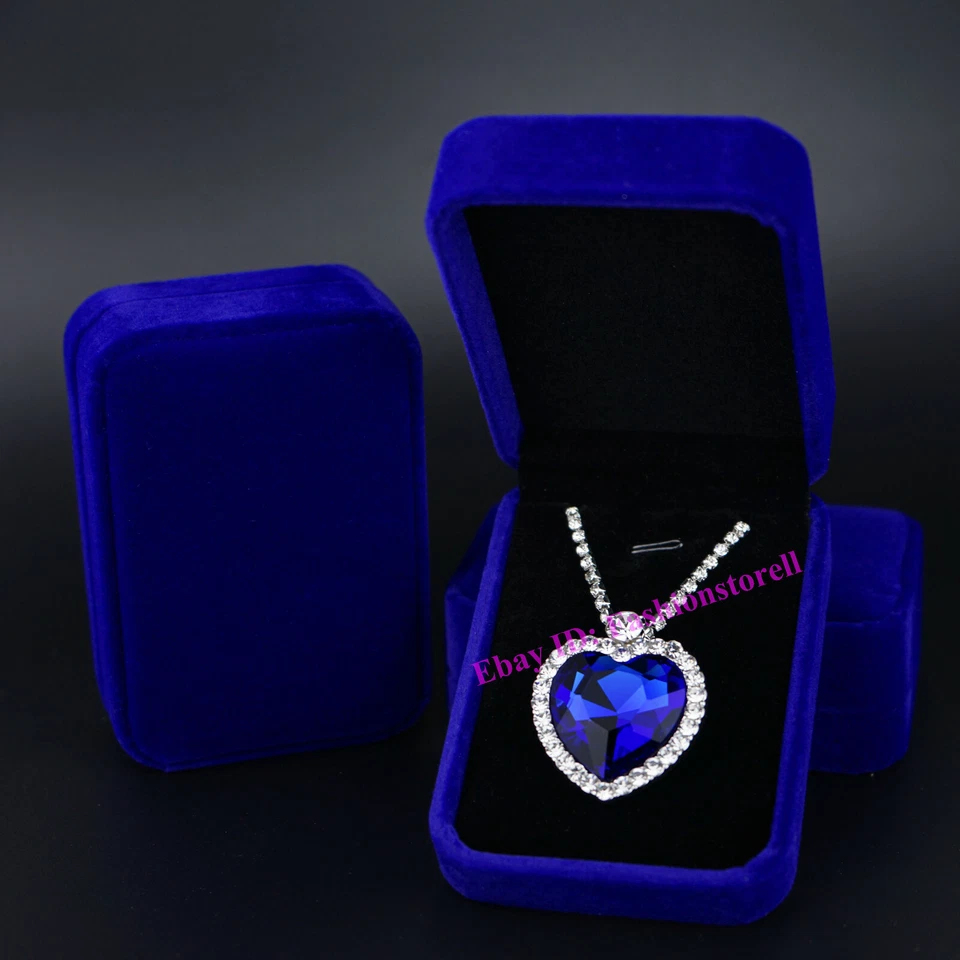 Collar Titanic Corazón del Océano Mujer Cristal Azul con Caja de Terciopelo de Lujo  Foto 3 de 4