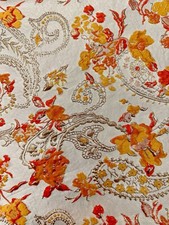 ORANGE GOLD Floral Paisley Brocade Fabric 60 in. Sold By The Yard