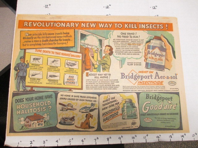 newspaper ad 1949 BRIDGEPORT insecticide Aer-A-Sol bug killer house halitosis H