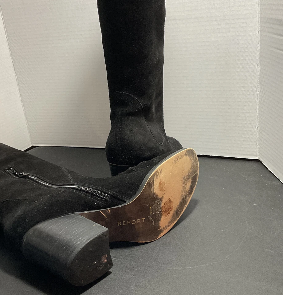 Report Signature Tall Black Leather Suede Boots Size 8.5 zip - Image 4 of 4