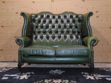 Divano Chesterfield 2 Posti Originale Inglese in Pelle Verde Antico