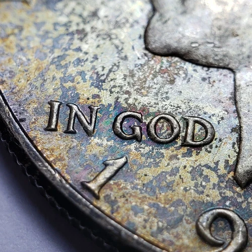 1964 50c Kennedy Half Dollar - Luster - Speckled Rainbow Toning - BU - Y5162