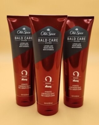 Old Spice Men's Bald Care System STEP 2 Shave Cream Vitamin E, 10.9oz Lot Of 3!