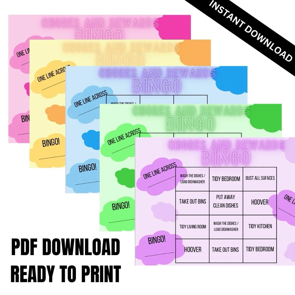 BINGO CHORES| Fun Chores for Kids| Printable Chore List Chore Games for Children - Image 2 of 4