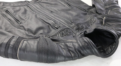 harley davidson jacket XL black leather armor reflective Erving Pocket System