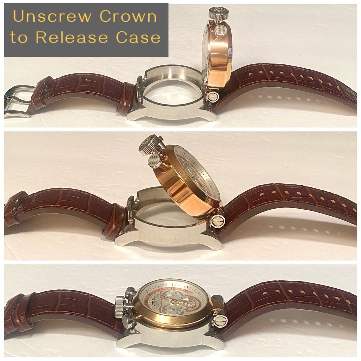 52mm I-Force BULLHEAD Tilt Case @45 & 90 Degree Slvr/Rosetn Chrono