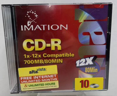 Imation Blank CD-R 12x 80min /700MB 10 Pack Brand New Factory Sealed Jewel Cases