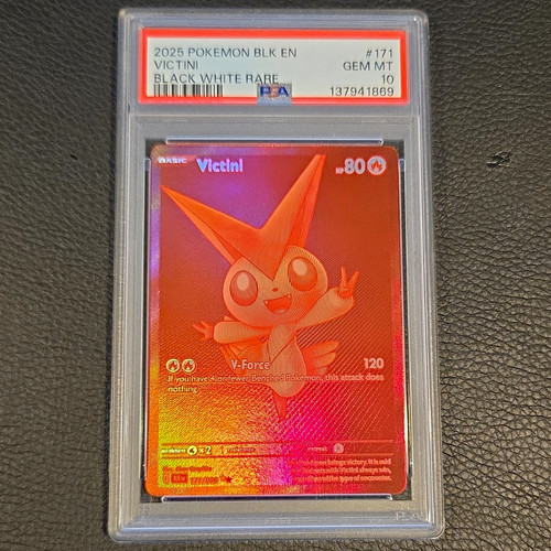 Victini 171/086 2025 Sv: Black Bolt Holo PSA 10 Graded Black White Rare
