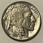 1937 5C Buffalo Nickel In Uncirculated Condition Full Horn Strong Strike