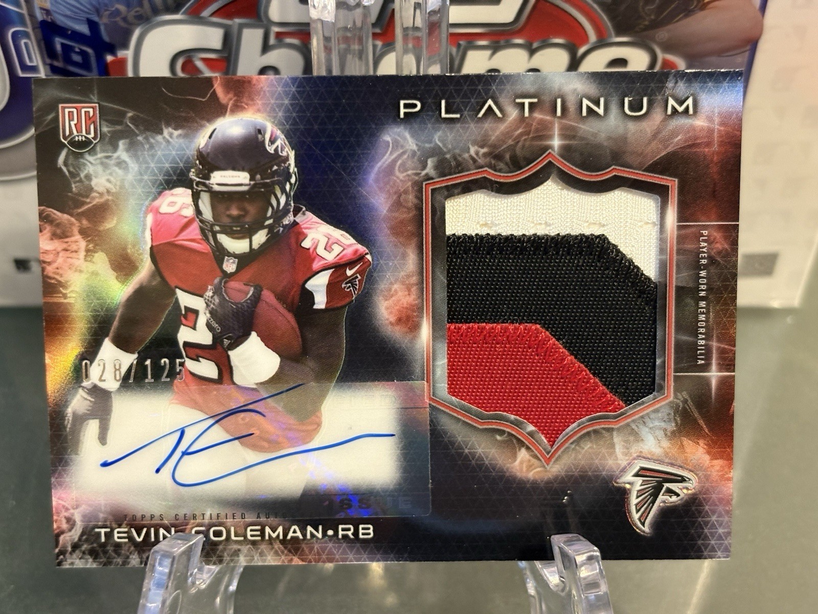 Tevin Coleman Topps Platinum Autograph Rookie Patch #ARPTC Black Refractor