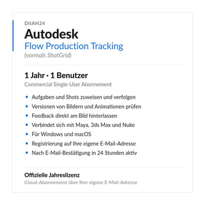 Autodesk Flow Production Tracking 2023-2027 Abo 1 Jahr 1 Benutzer Lizenz