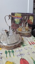 Queen Anne Silver Plated Revolving Cruet Condiment Set 5 Piece Tableware