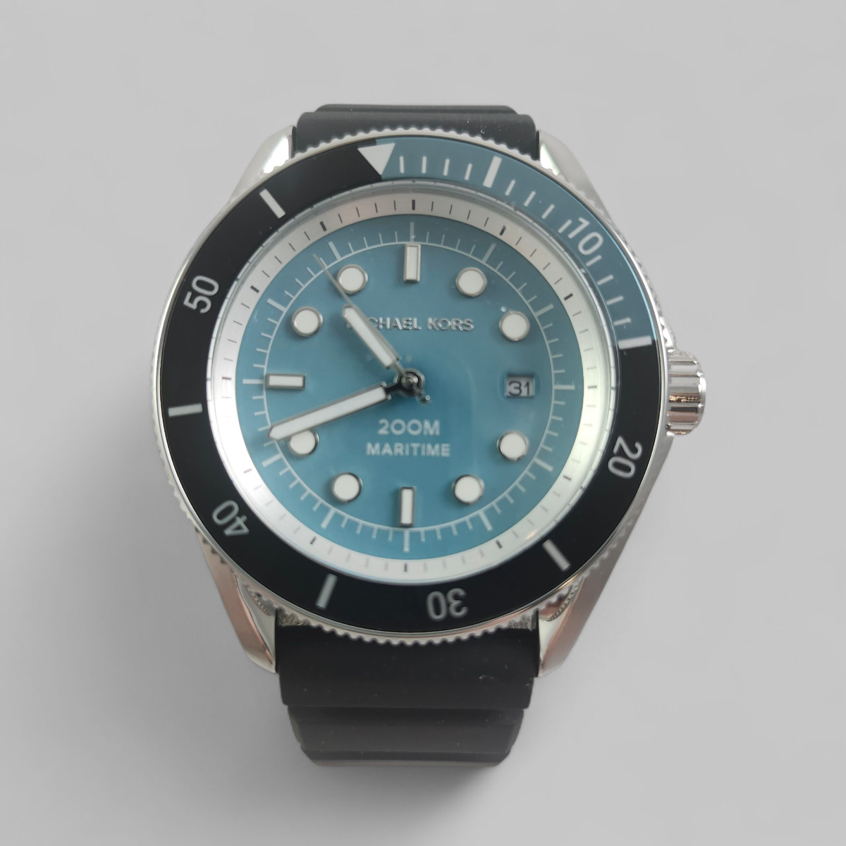NEW Men's Maritime Michael Kors Black Silver & Blue Diver Watch