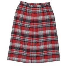 Pendleton Women's 100 Virgin Wool Midi Pleated Skirt Red Plaid Size 14