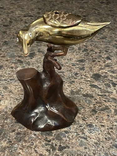 🔥 VTG Bird on Perch Metal Bronze Colored Incense Burner - Excellent Condition