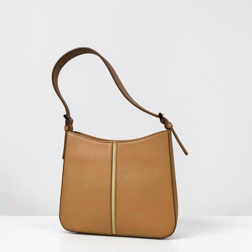 Burberry Nova Check Leather One Shoulder Small Bag Camel 21cm Women Authentic