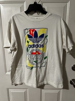 MENS ADIDAS ORIGINALS TREFOIL TONGUE LABEL FLORAL TEE SHIRT ~ SZ L